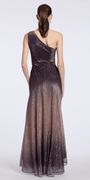 plum/size/6/missy/Camille La Vie/Metallic Ombre One Shoulder Crinkle Mock Wrap Dress with Pockets/back