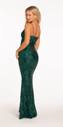 hunter-green/size/4/missy/Camille La Vie/Illusion Plunge Column Dress/back