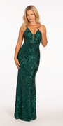 Illusion Plunge Column Dress Image 2