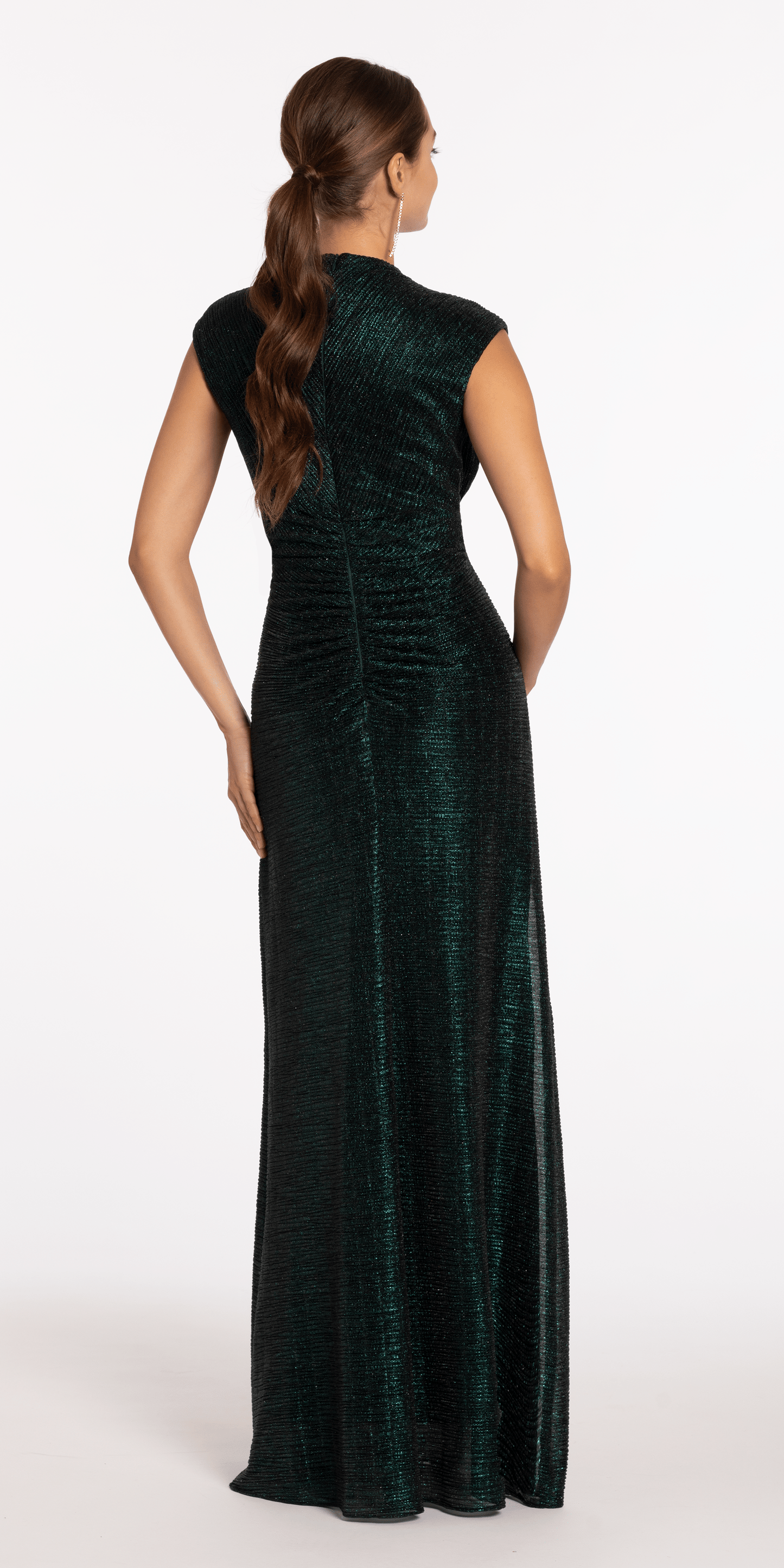 Camille La Vie/ Crinkle Knit Cap Sleeve Column Dress /missy /size/ 4  /emerald/back