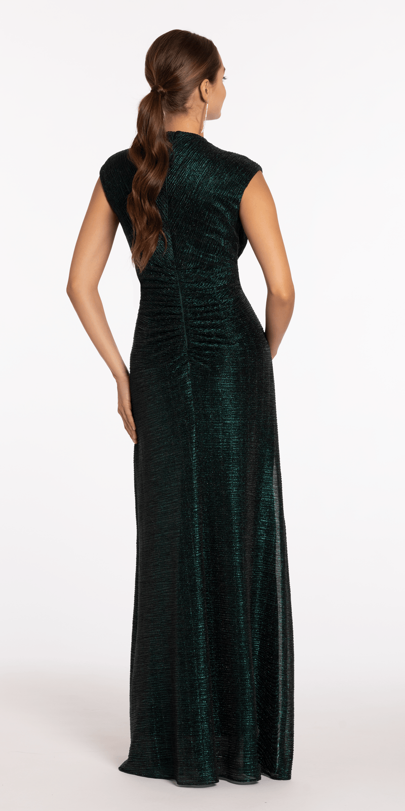 Crinkle Knit Cap Sleeve Column Dress Image 5