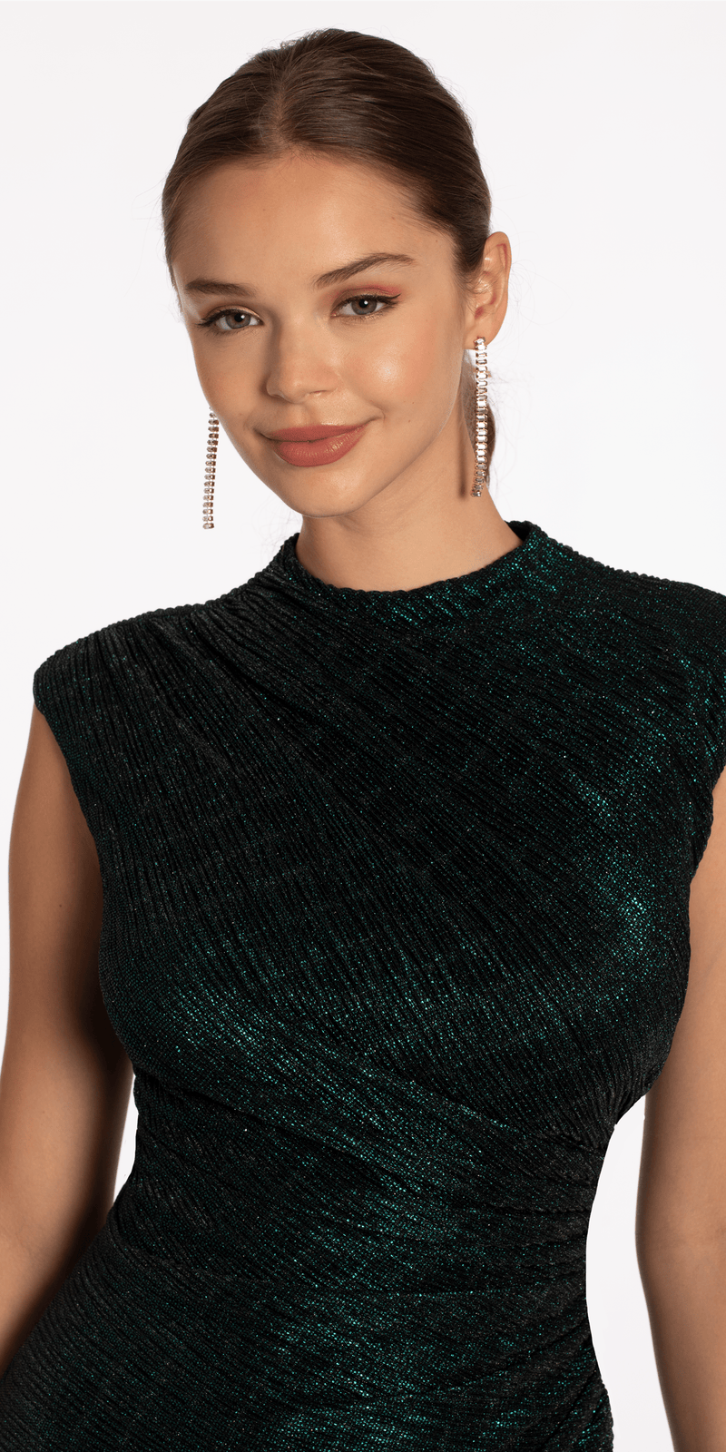 Crinkle Knit Cap Sleeve Column Dress Image 2