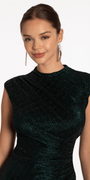 Crinkle Knit Cap Sleeve Column Dress Image 2