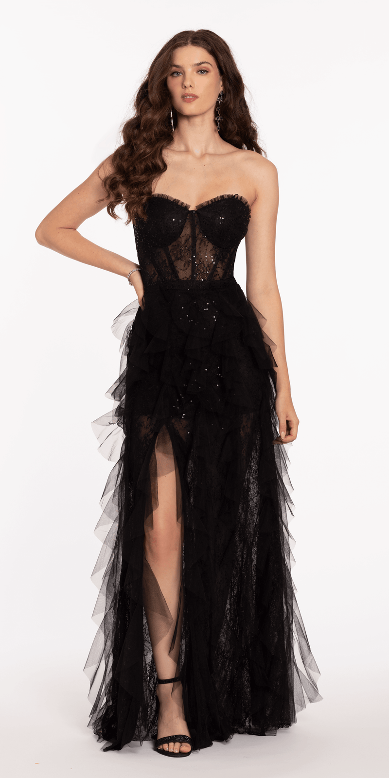 Betsy & Adam Women's Sleeveless Lace Corset Gown - Black - Size 6 Betsy & Adam Women's Sleeveless Lace Corset Gown - Black - Size 6