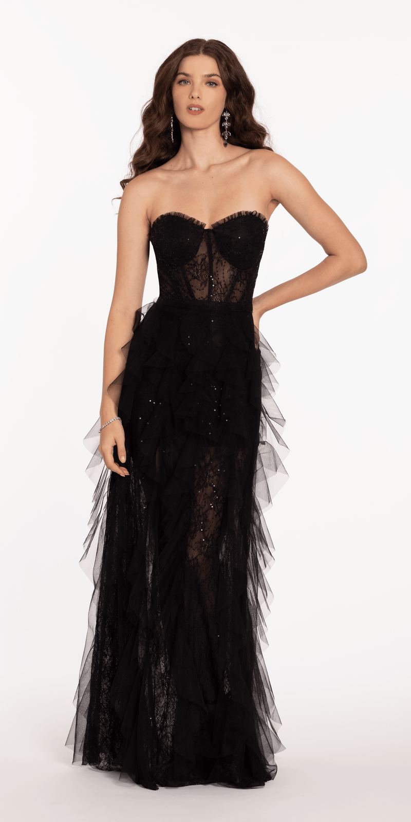 Betsy & Adam Women's Sleeveless Lace Corset Gown - Black - Size 6 Betsy & Adam Women's Sleeveless Lace Corset Gown - Black - Size 6