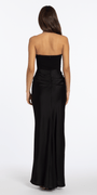 black/size/4/missy/ Camille La Vie/Pointed Strapless Scuba Corset Column Satin Dress /back