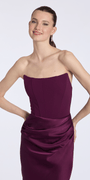 plum/size/4/missy/ Camille La Vie/Pointed Strapless Scuba Corset Column Satin Dress/close up alt