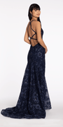3D Floral Embroidered Strappy Back Trumpet Dress with Sweep Train Image 4