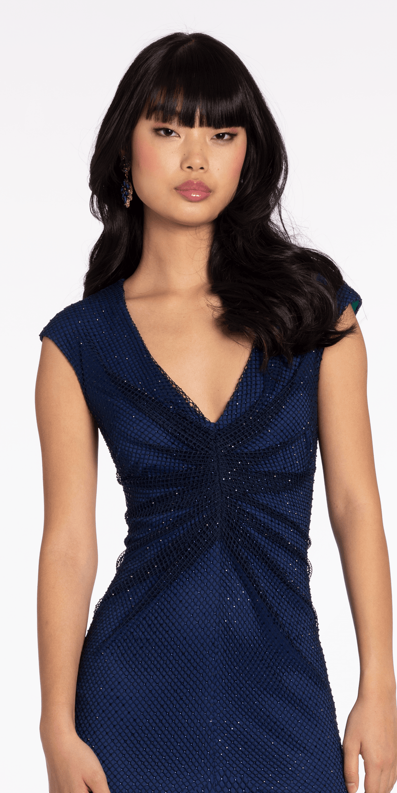 Betsy & Adam Women's V-Neck Rhinestone-Mesh Long Bodycon Dress - navy - Size 10 Betsy & Adam Women's V-Neck Rhinestone-Mesh Long Bodycon Dress - navy - Size 10