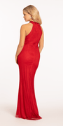 Cutaway Fishnet Halter Dress with Heat Set Stones Image 4