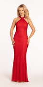 Cutaway Fishnet Halter Dress with Heat Set Stones Image 1