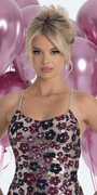 Strappy Back Sequin Daisy Column Dress with Side Slit Image 3