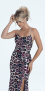 Strappy Back Sequin Daisy Column Dress with Side Slit Image 2