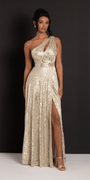 Foil Jacquard One Shoulder A Line Dress with Keyhole Image 1