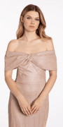 Shimmer Two Tone Off the Shoulder Bow Trumpet Dress Image 3