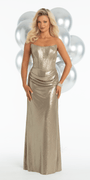 gold/size/4/missy/Camille La Vie/Strapless Corset Foil Column Dress with Ruching /front