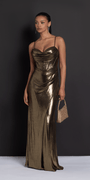 gold/size/4/missy/Camille La Vie/Foil Sweetheart Drape Corset Column Dress with Ruching /front alt