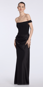 black/size/4/missy/Camille La Vie/ Crepe Off the Shoulder Corset Satin Column Dress/front alt