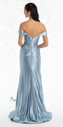 Stretch Satin Off the Shoulder Corset Trumpet Dress Image 3