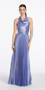 periwinkle/size/4/missy/Camille La Vie/Satin Pleated Cowl Tie Back Halter Dress/front