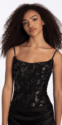 Camille La Vie Strapless Burnout Corset Lace Up Back Satin Column Dress missy / 2 / black-gold
