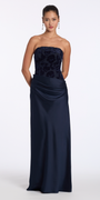 navy/size/2/missy/Camille La Vie/Square Neck Velvet Illusion Corset Satin Column Dress/front alt 2