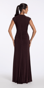 brown/size/4/missy/Camille La Vie/Jersey Jewel Neck Cap Sleeve Column Dress with Studs/back