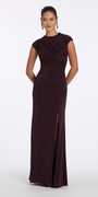 brown/size/4/missy/Camille La Vie/Jersey Jewel Neck Cap Sleeve Column Dress with Studs/front 