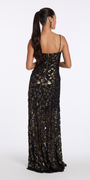 black-gold/size/4/missy/Camille La Vie/Mesh Foil Burnout Dress with Basque Waist/back