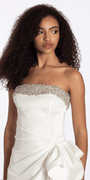 Camille La Vie Embellished Strapless Mikado Midi Dress with Ruching