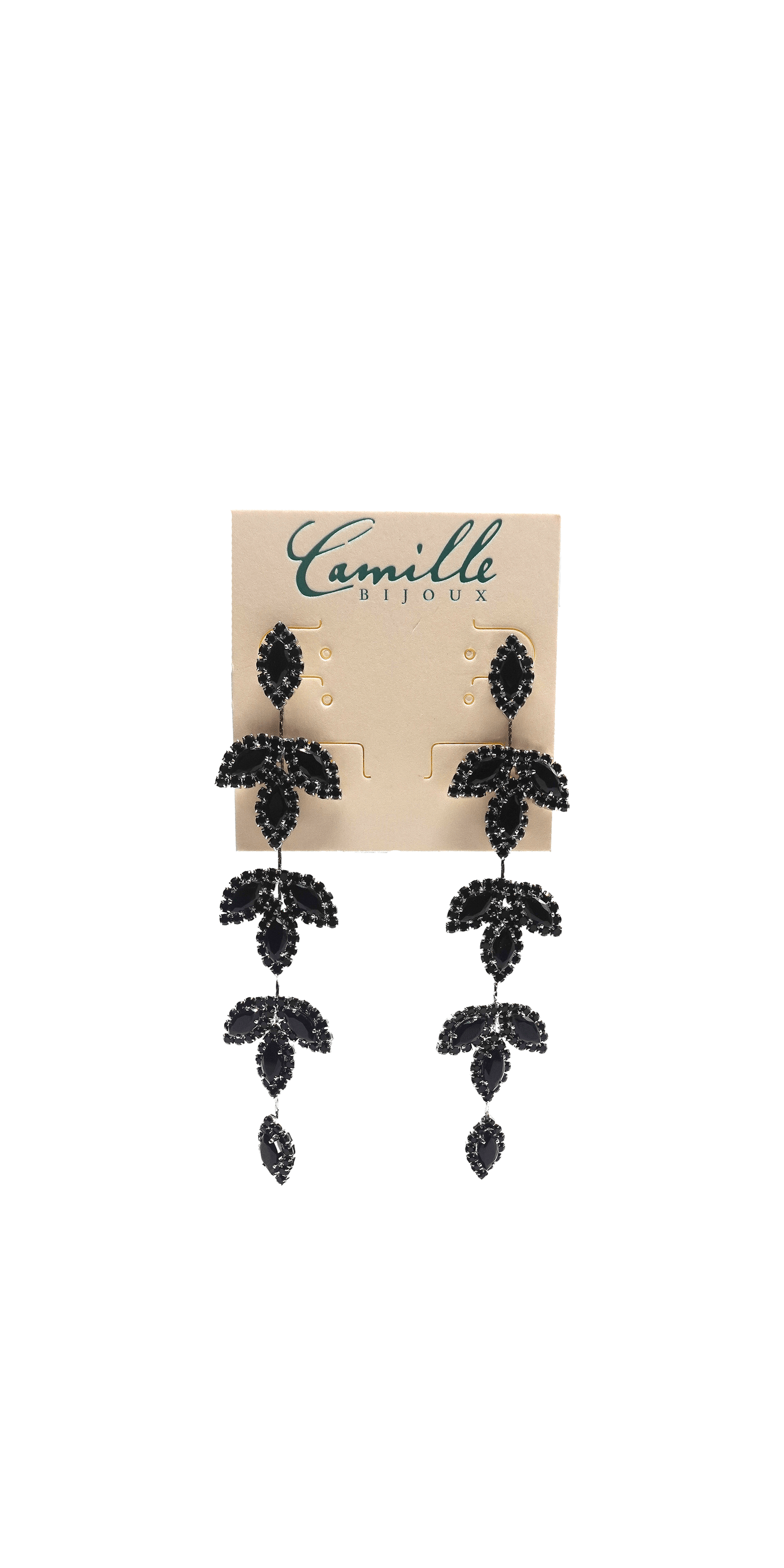 Camille La Vie Triple Leaf Linear Drop Earrings OS / silver