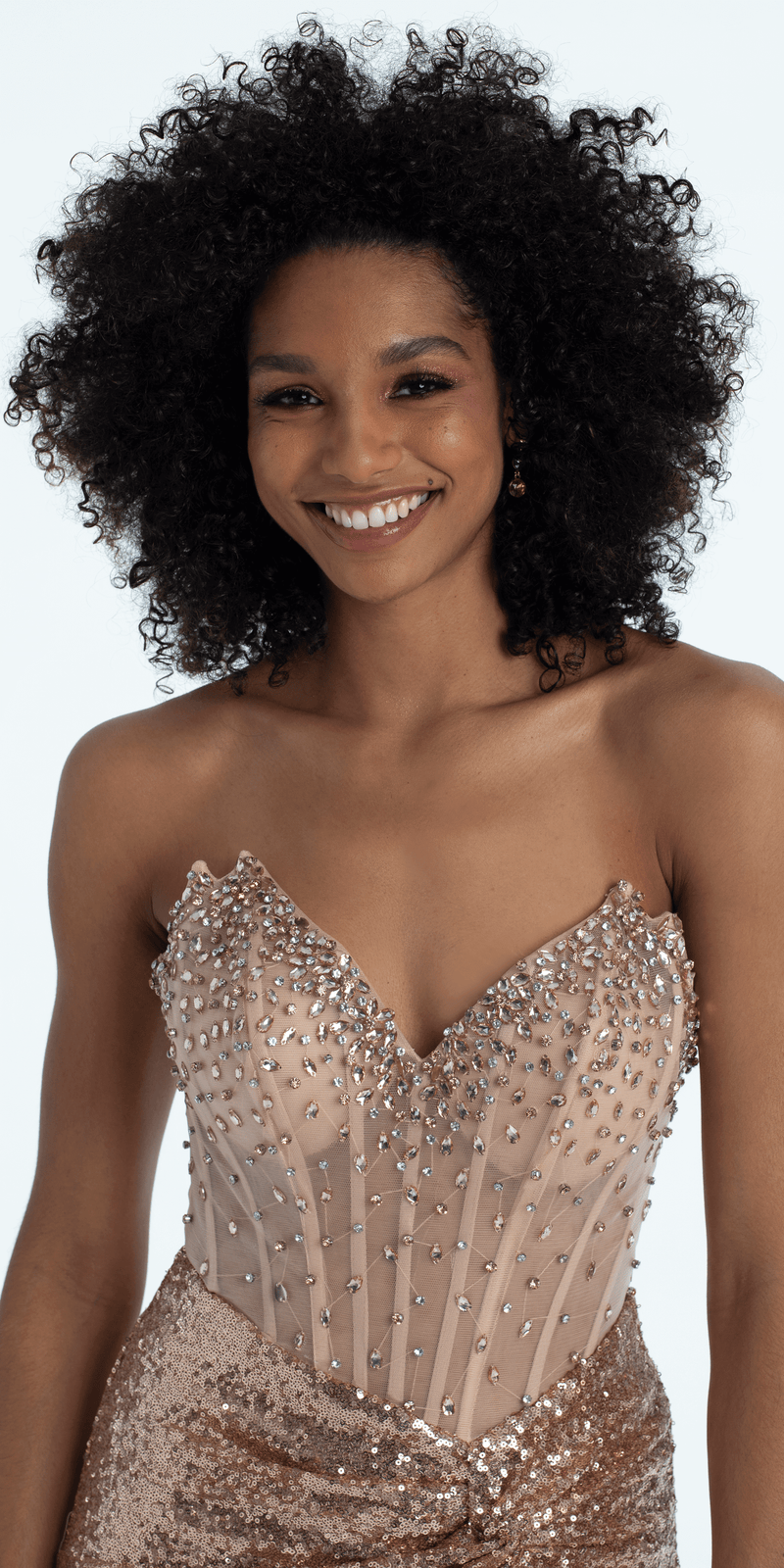 Sweetheart Beaded Corset Trumpet Dress with Sequin Skirt missy / 4 / rose-gold Sweetheart Beaded Corset Trumpet Dress with Sequin Skirt missy / 4 / rose-gold