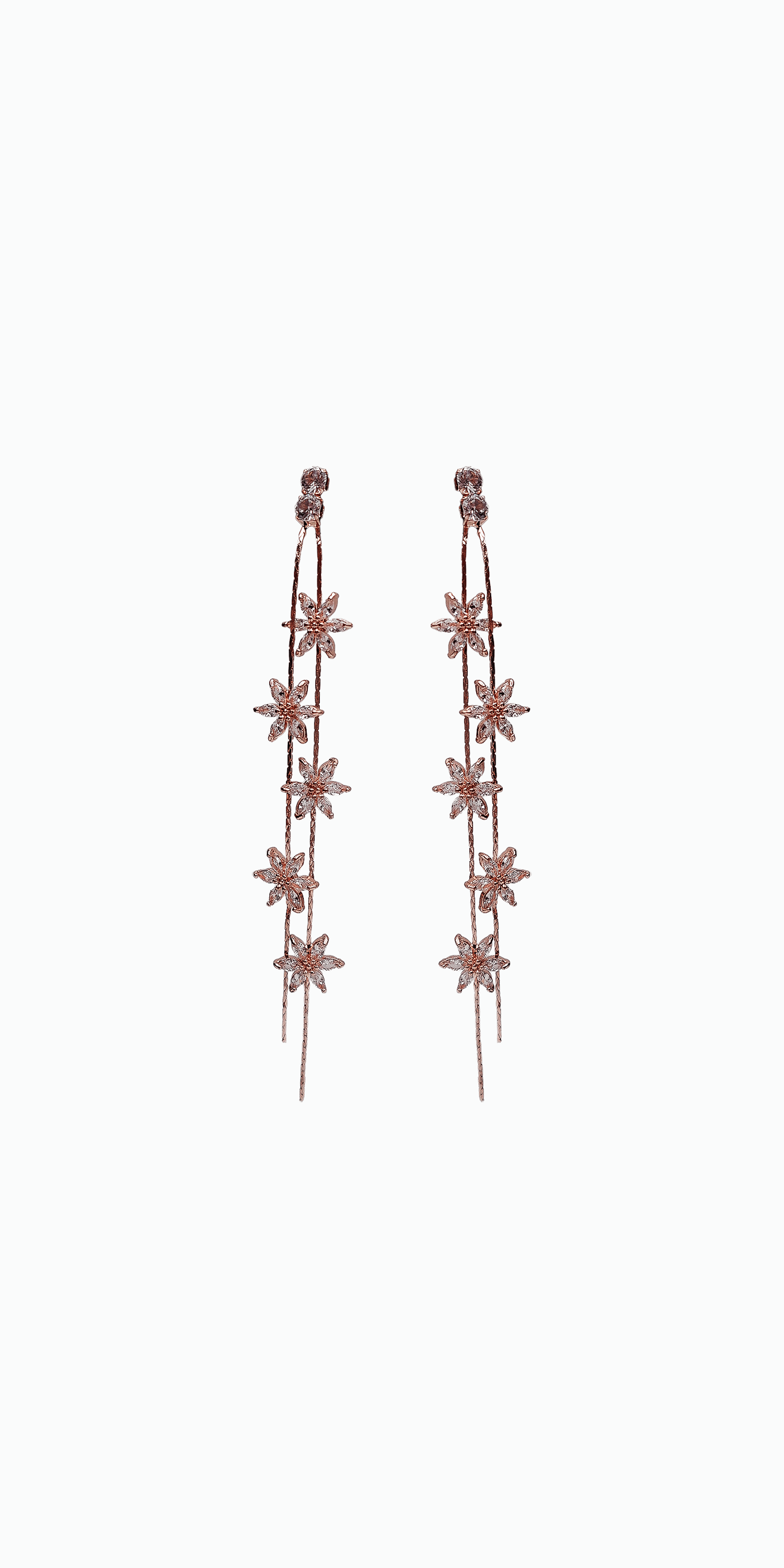 Rhinestone Daisy Double Stand Earrings