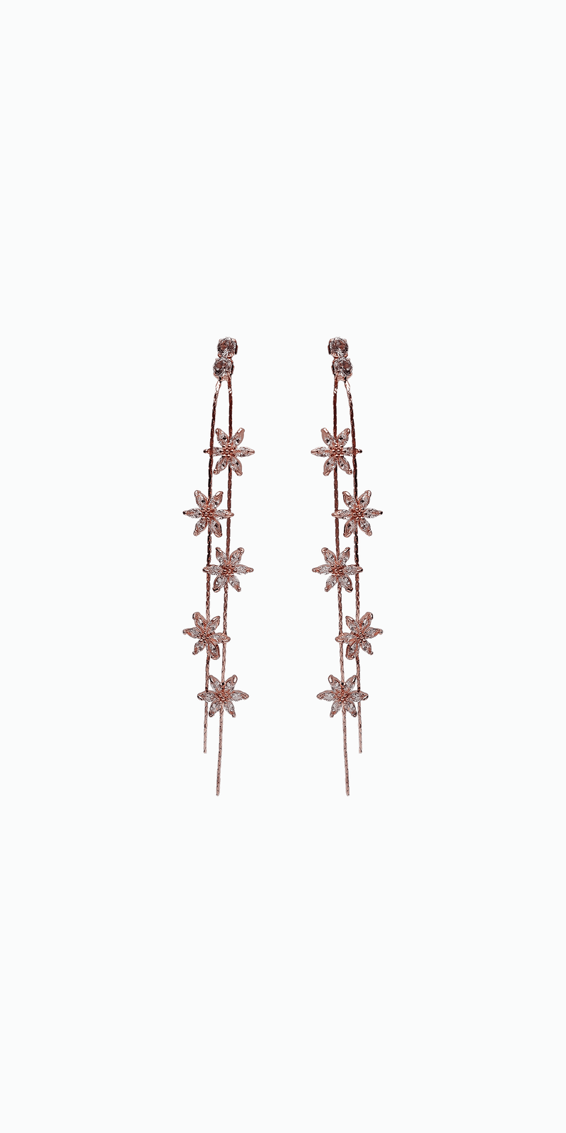 Rhinestone Daisy Double Stand Earrings Image 1