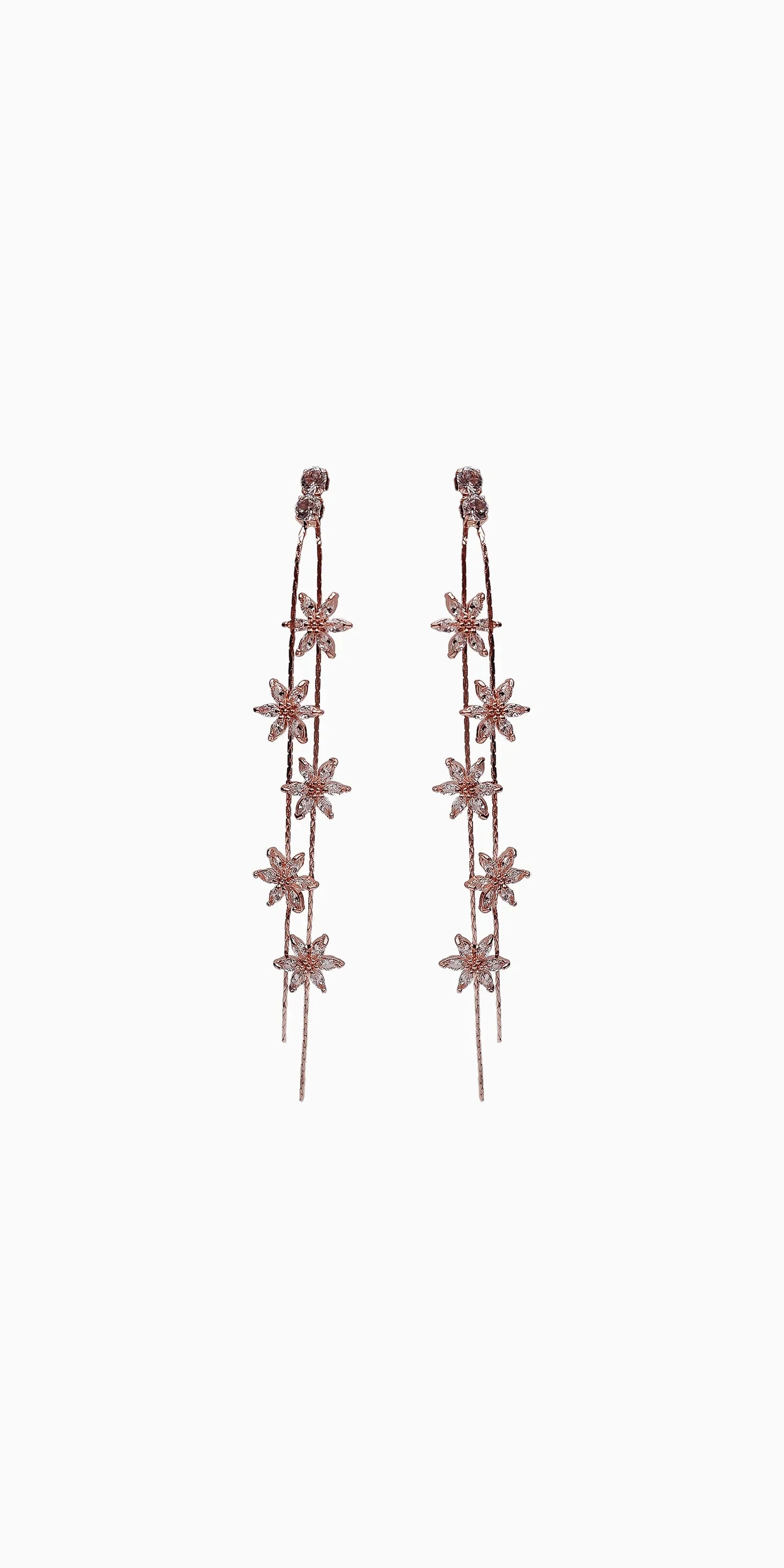 rose-gold/one size/Camille La Vie/Rhinestone Daisy Double Stand Earrings /front