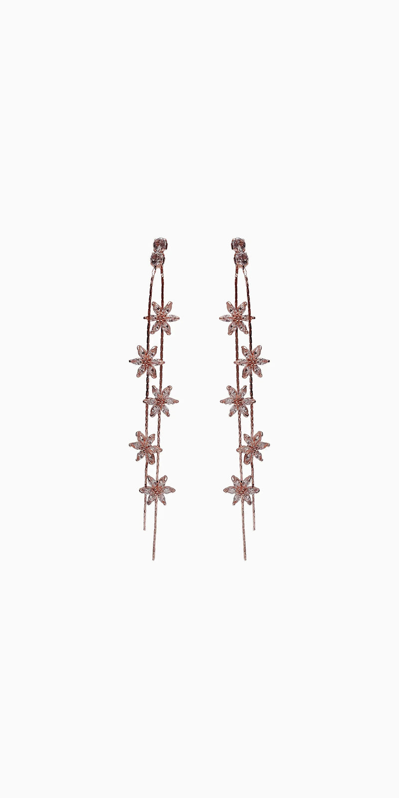 rose-gold/one size/Camille La Vie/Rhinestone Daisy Double Stand Earrings /front