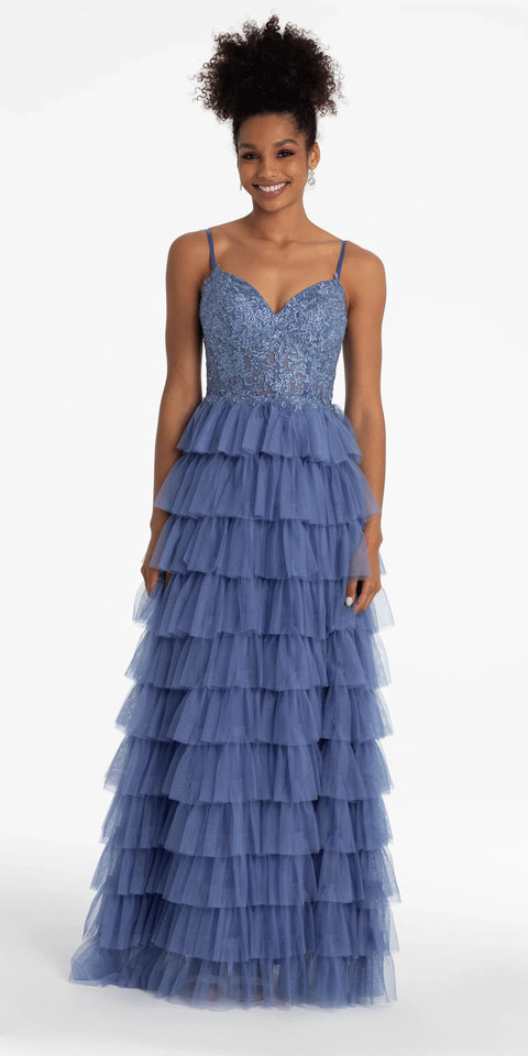 Mesh Tiered Corset Keyhole Back Ballgown – Camille La Vie
