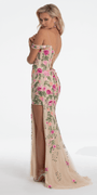 Off the Shoulder Floral Embroidered Column Dress Image 4