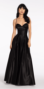 Satin Beaded Drape Corset Ballgown with Side Pockets Image 1