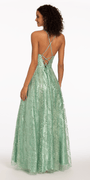 Strappy Back Tulle Glitter Pleated Ballgown Image 3