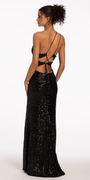 One Shoulder Sequin Dress with High Side Slit Image 3
