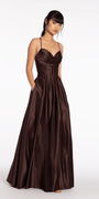 Satin Pleated Sweetheart Lace Up Ballgown with Pockets Image 4
