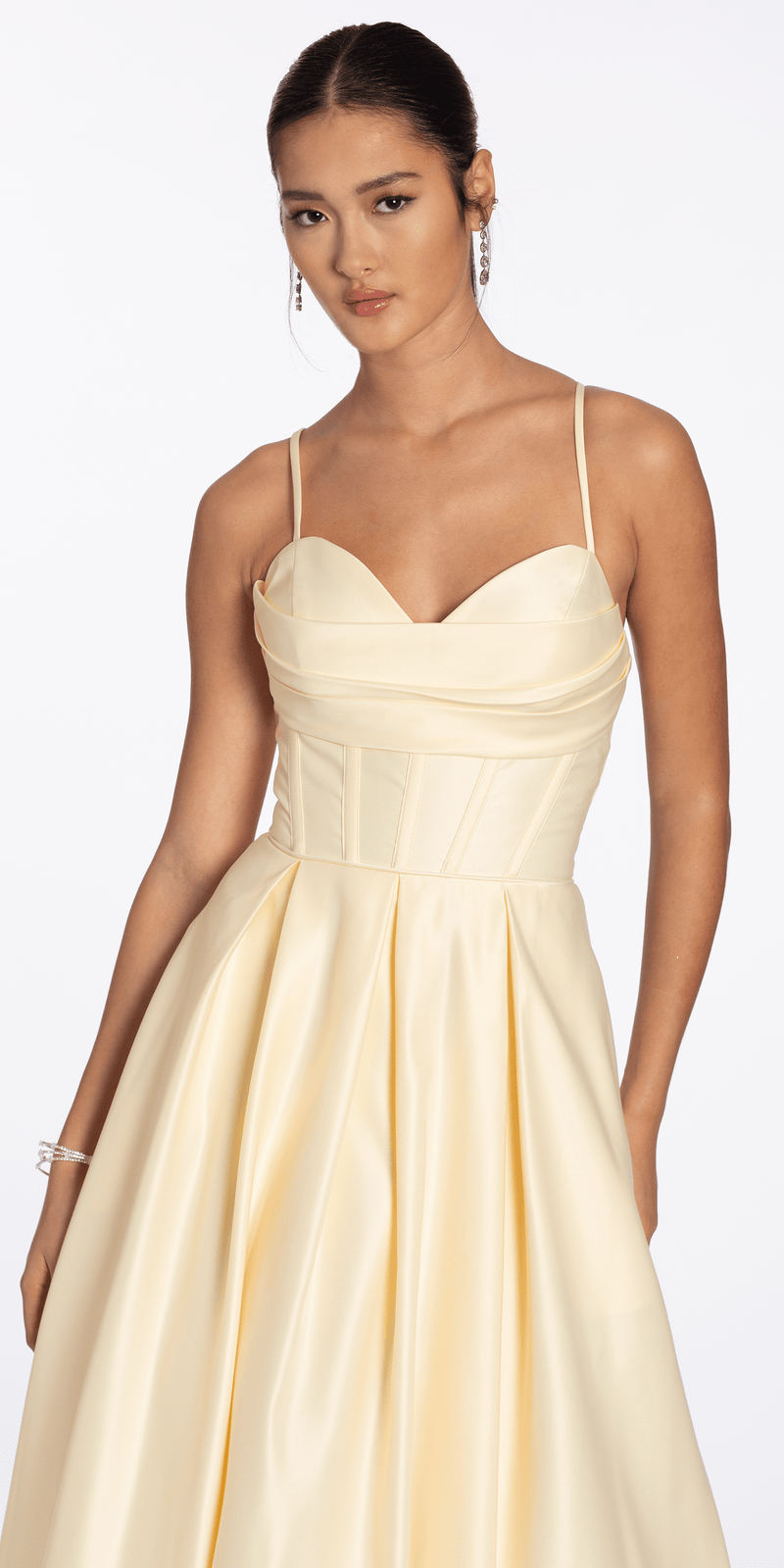Satin Pleated Sweetheart Lace Up Ballgown with Pockets – Camille La Vie