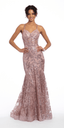 Glitter Corset Lace Up Back Mermaid Dress Image 1