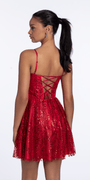 red/size/4/missy/Camille La Vie/Sweetheart Glitter Mesh Lace Up Back Skater Dress with Pockets/back alt