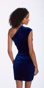 One Shoulder Velvet Sheath Dress with Ruching Image 4