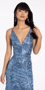 V Neck Sequin Glitter Mesh Trumpet Dress Image 2