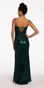 Sequin Lace Sweetheart Lace Up Dress with Sweep Train Image 2