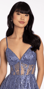 Sweetheart Glitter Mesh Corset Lace Up Ballgown Image 3