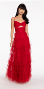red/size/4/missy/Camille La Vie/Tulle Tiered Sweetheart Ballgown with Keyhole/front alt